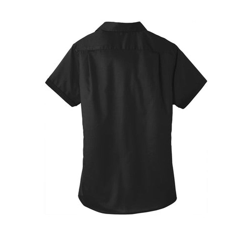 NEW INSIGNIA - Port Authority® Ladies Short Sleeve SuperPro™ Twill Shirt - Black