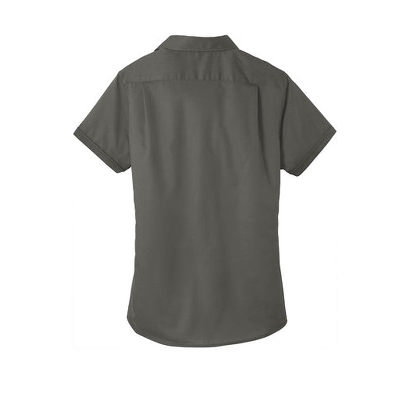 NEW INSIGNIA - Port Authority® Ladies Short Sleeve SuperPro™ Twill Shirt - Sterling Grey