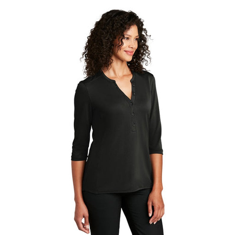 NEW INSIGNIA - Port Authority ® Ladies UV Choice Pique Henley - Black