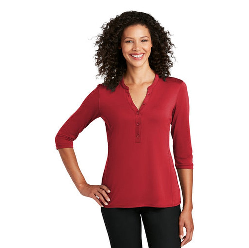 NEW INSIGNIA - Port Authority ® Ladies UV Choice Pique Henley - Rich Red