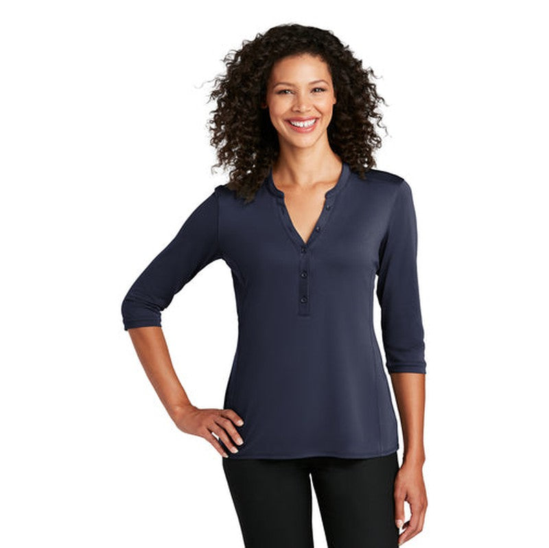 NEW INSIGNIA - Port Authority ® Ladies UV Choice Pique Henley - True Navy