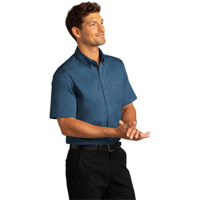 NEW INSIGNIA MEN'S - Port Authority® Short Sleeve SuperPro React™Twill Shirt - Regatta Blue