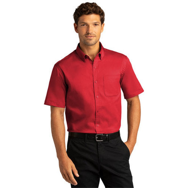 NEW INSIGNIA MEN'S - Port Authority® Short Sleeve SuperPro React™Twill Shirt - Red