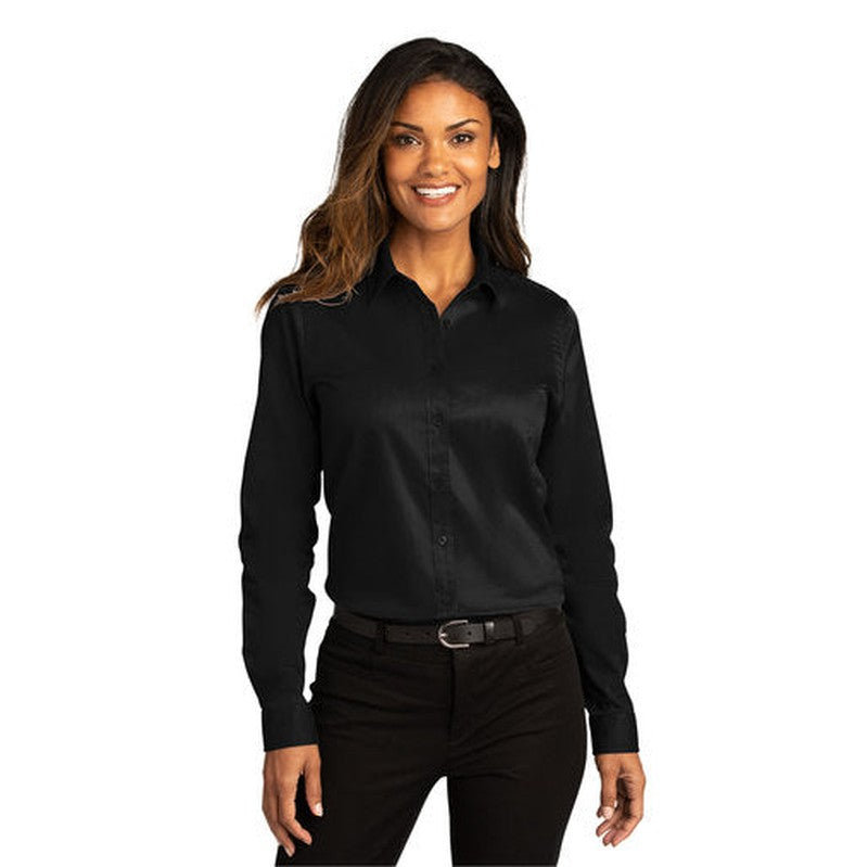 NEW INSIGNIA - Port Authority® Ladies Long Sleeve SuperPro React ™ - Black