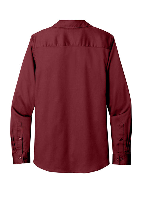 NEW INSIGNIA - Port Authority® Ladies Long Sleeve SuperPro React ™ - Burgundy