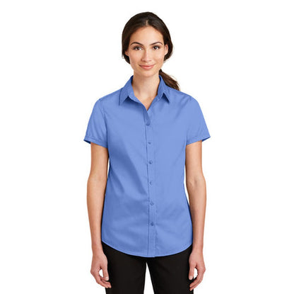 NEW INSIGNIA - Port Authority® Ladies Short Sleeve SuperPro™ Twill Shirt - Ultramarine Blue