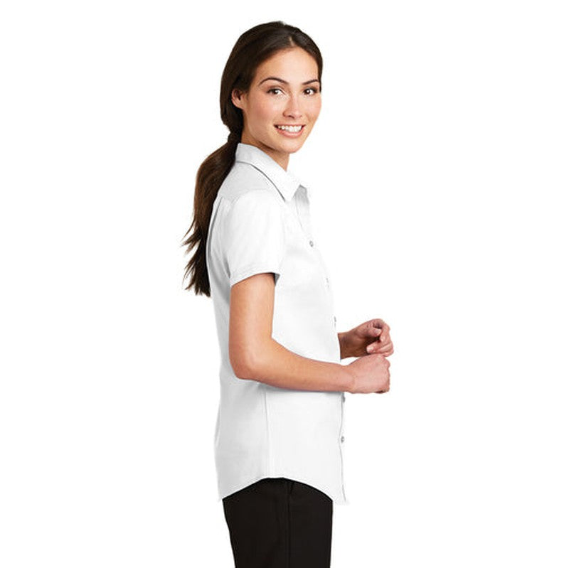 NEW INSIGNIA - Port Authority® Ladies Short Sleeve SuperPro™ Twill Shirt - White