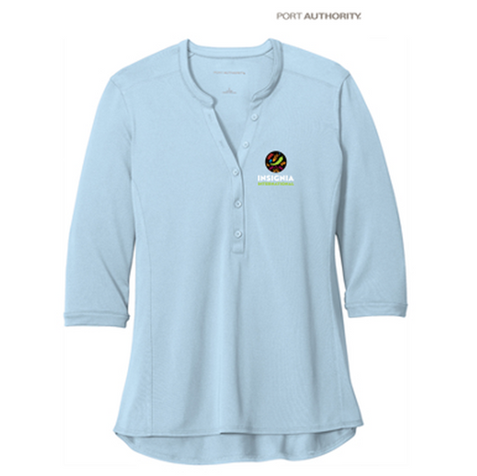 NEW INSIGNIA - Port Authority ® Ladies UV Choice Pique Henley - Cloud Blue