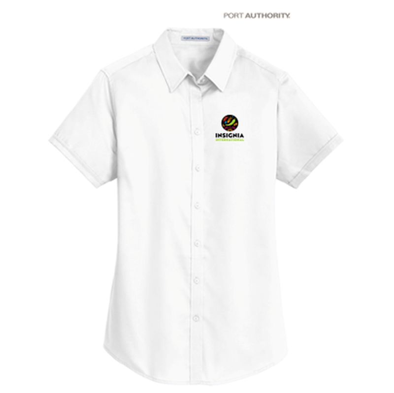 NEW INSIGNIA - Port Authority® Ladies Short Sleeve SuperPro™ Twill Shirt - White