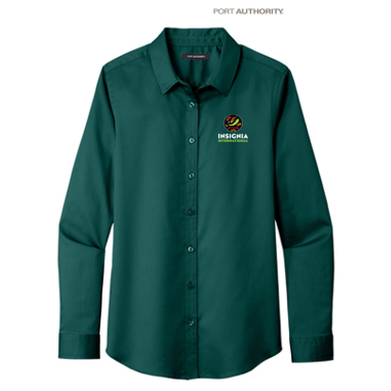 NEW INSIGNIA - Port Authority® Ladies Long Sleeve SuperPro React ™ - Marine Green
