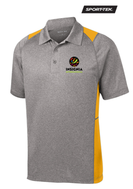 NEW INSIGNIA - Sport-Tek® Heather Colorblock Contender™ Polo - Vintage Heather/ Gold